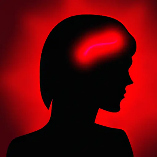 An image illustrating a silhouette of a woman with a pulsating red aura surrounding her head, representing the intense pain caused by hormonal changes triggering migraines