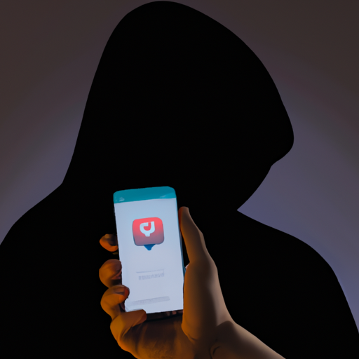 An image depicting a smartphone held by a person, showing a social media app with a profile page and a blurred-out follower count, while the person's shadow is being covered by a dark veil