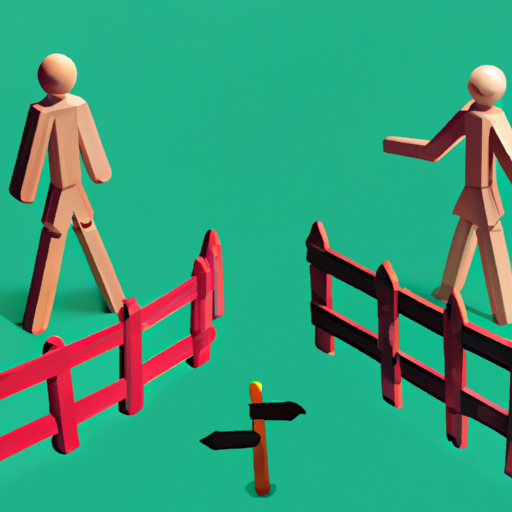 An image of a person standing at a crossroad, one path leading to supportive friends and family, the other path blocked by a fence, symbolizing the need to set boundaries