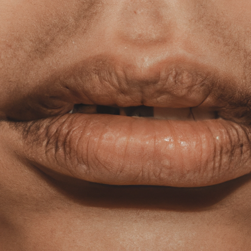 An image showcasing a close-up view of a person's mouth, capturing the subtle nuances of their breath