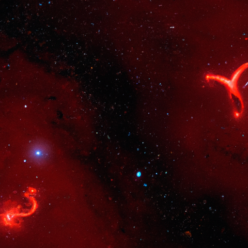 An image of a fiery Aries constellation, its vibrant red hues subtly blending into the soothing blues of a Pisces constellation