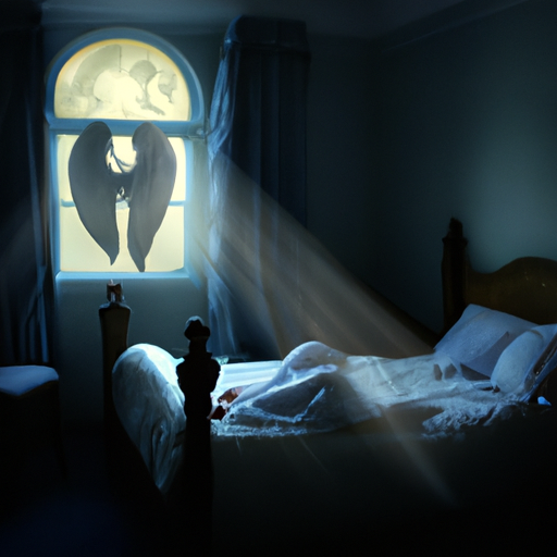 An image showcasing a serene bedroom with a moonlit window casting a soft glow on a person peacefully sleeping