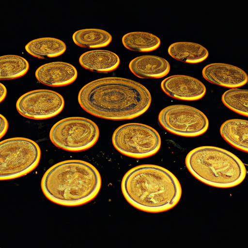 An image showcasing twelve shimmering golden coins, each representing a different zodiac sign